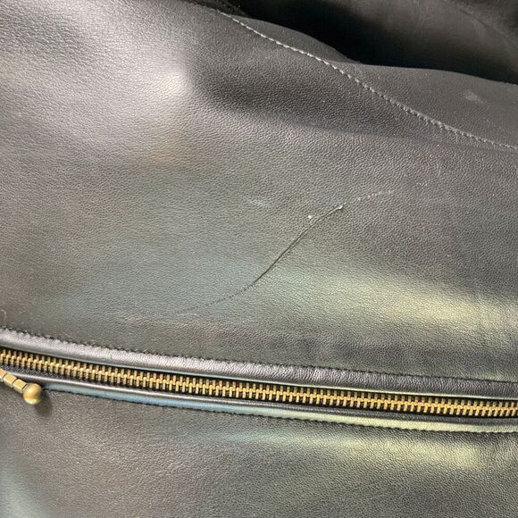Burks Bay Black Zipper Closure Collared Leather Jacket Size Medium Vintage 90's - Picture 6 of 14